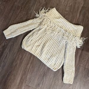 Fringed Cream Sweater